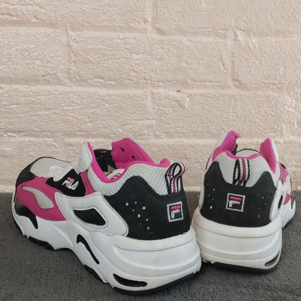 Pre-owned Fila Kid's Ray Tracer Pink/Black Running Shoe Size 6us - Picture 3 of 8